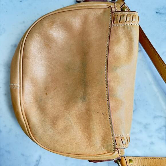 Coach Shoulder Bag Leather Saddle Tan Buckle Western Boho Crossbody - Picture 5 of 16